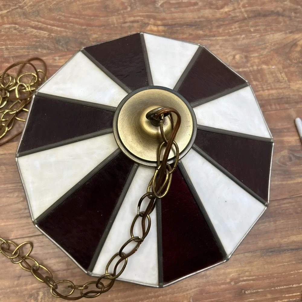 Vtg KFC Stained Glass Dining Table Hanging Lamp 13